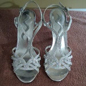 Nina Glittering Silver Strappy Heels